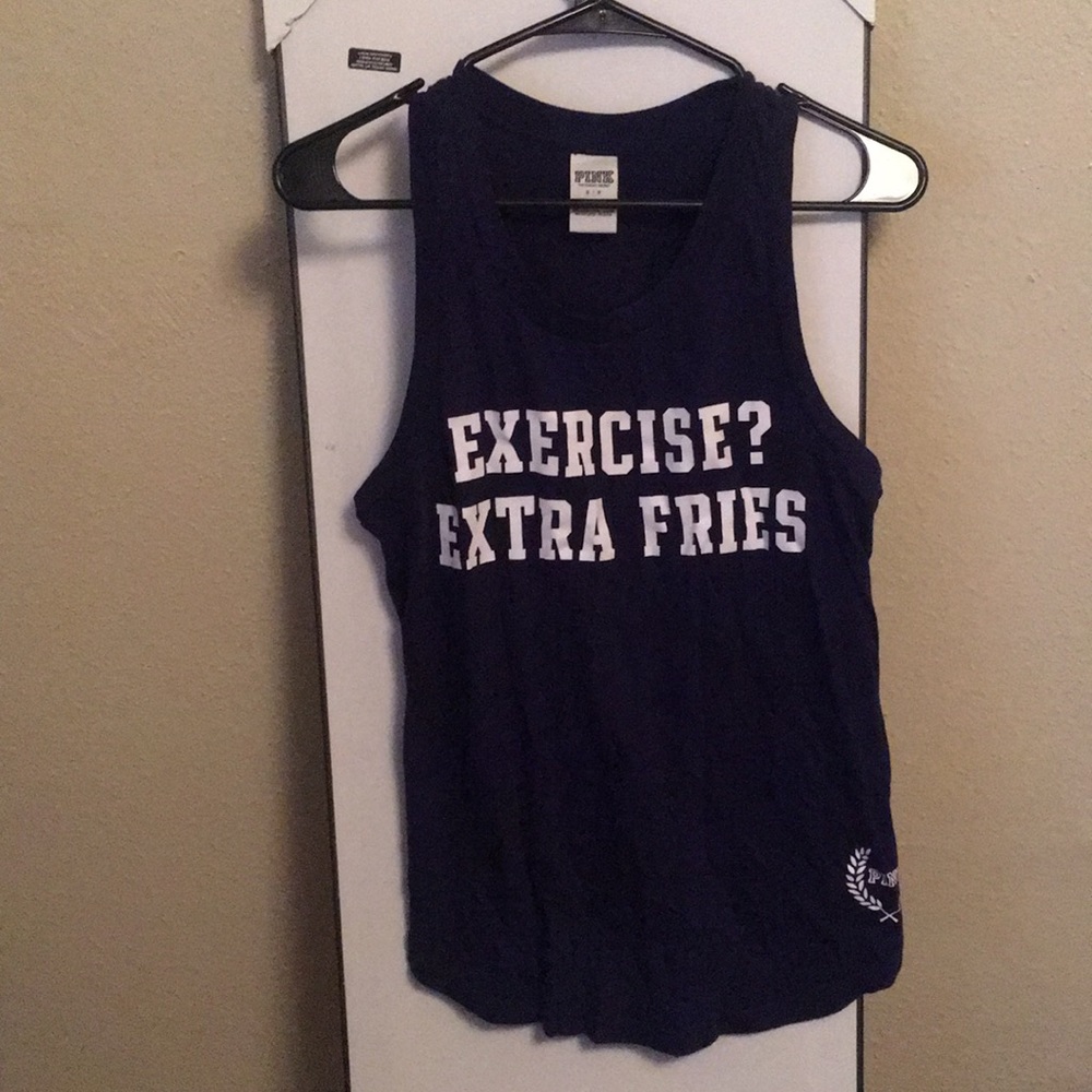 Blue and white Victoria Secrets pink tank top - Picture 1 of 1